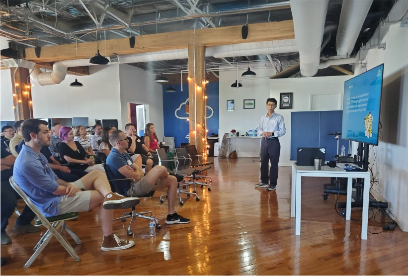 Advyzon Careers 9 Advyzon employees gathered for a company-wide meeting.